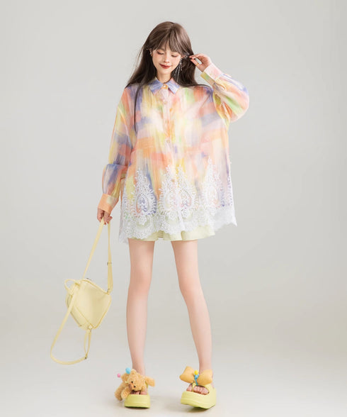 Watercolor Lace Blouse